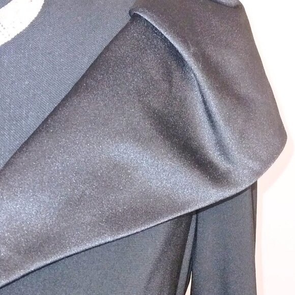 BLACK FORMAL EVENING GOWN & LONG FLOOR LENGTH PARTY DRESS W/ 3/4 SLEEVE - Picture 5 of 8